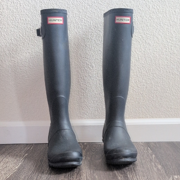 Hunter Black Tall Rain Boots - Picture 1 of 4